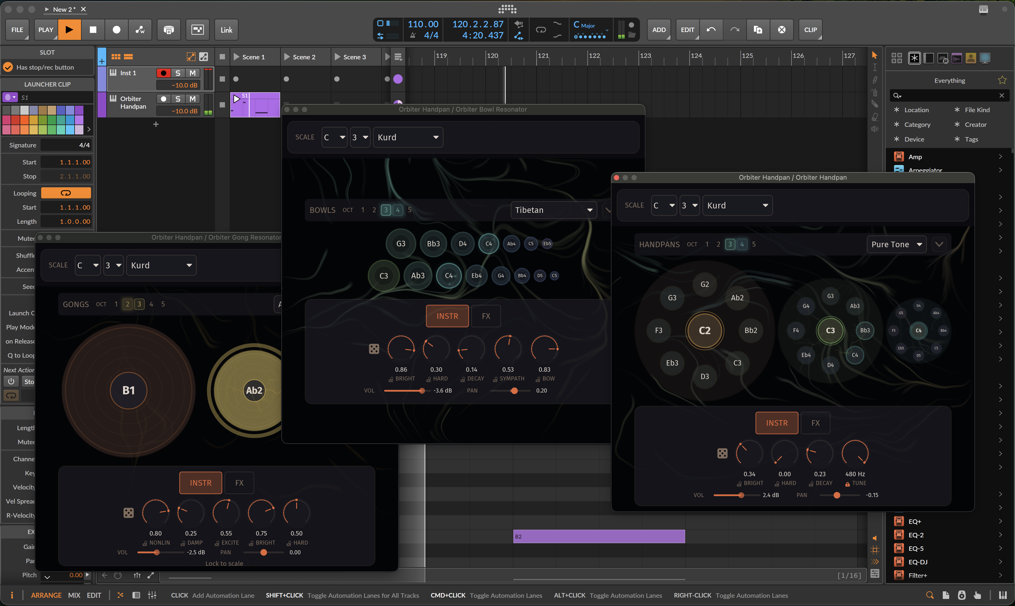 Orbiter plugins in Bitwig Studio